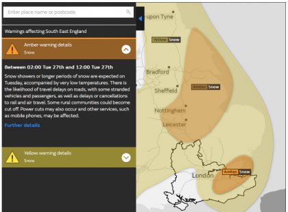 Snow Weather Warning Issued