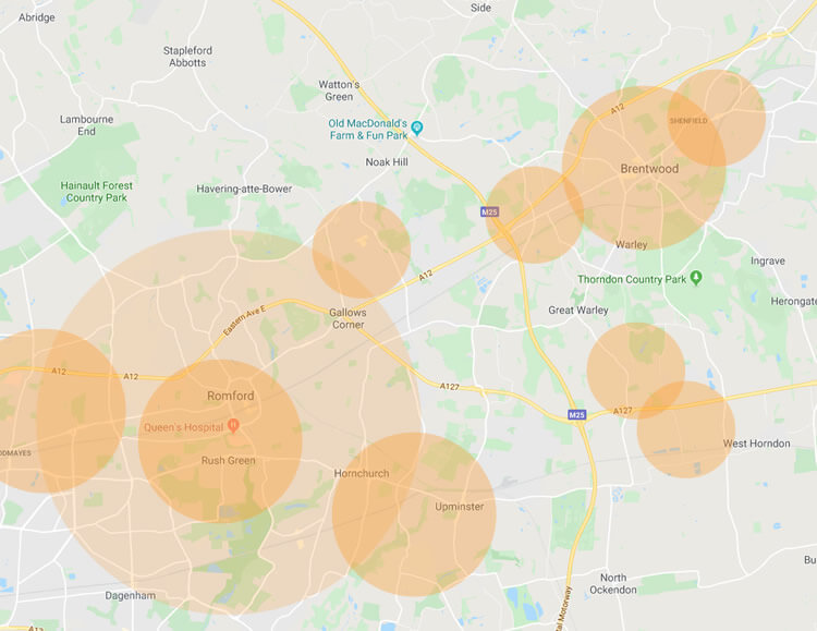 Romford & Brentwood Winter Gritting Coverage