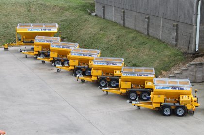 Six new 2.5 tonnes Vale trailed salt spreaders.